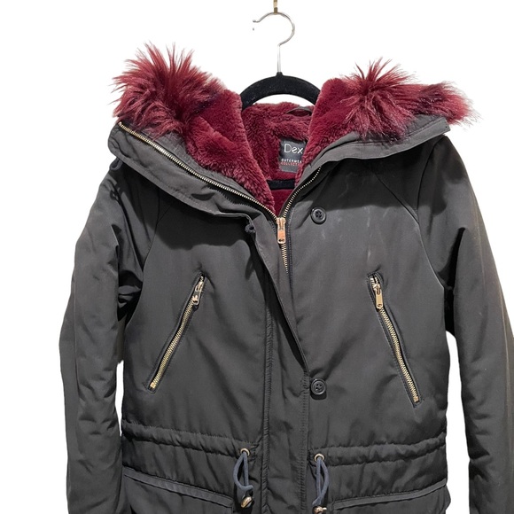 Dex Faux Fur Trim Jacket Black Purple Fur Women’s Size XS - Picture 4 of 12